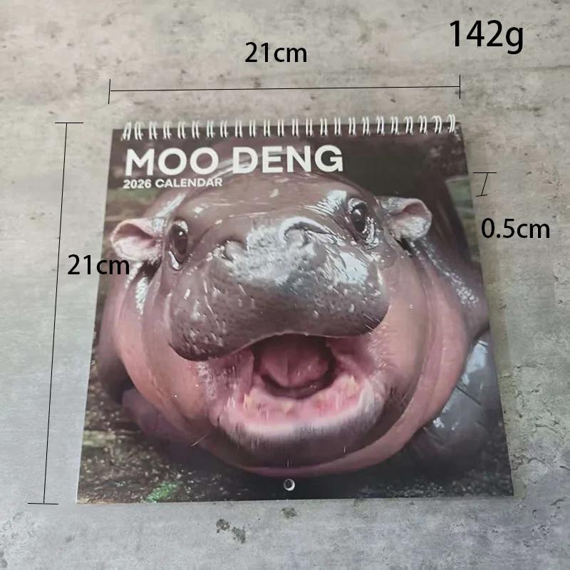 

2026 Moo Deng Hippo Monthly Wall Calendar Pygmy Hippopotamus Animal Photography Planner Calendar Home & Office Decor Gift 21x21cm