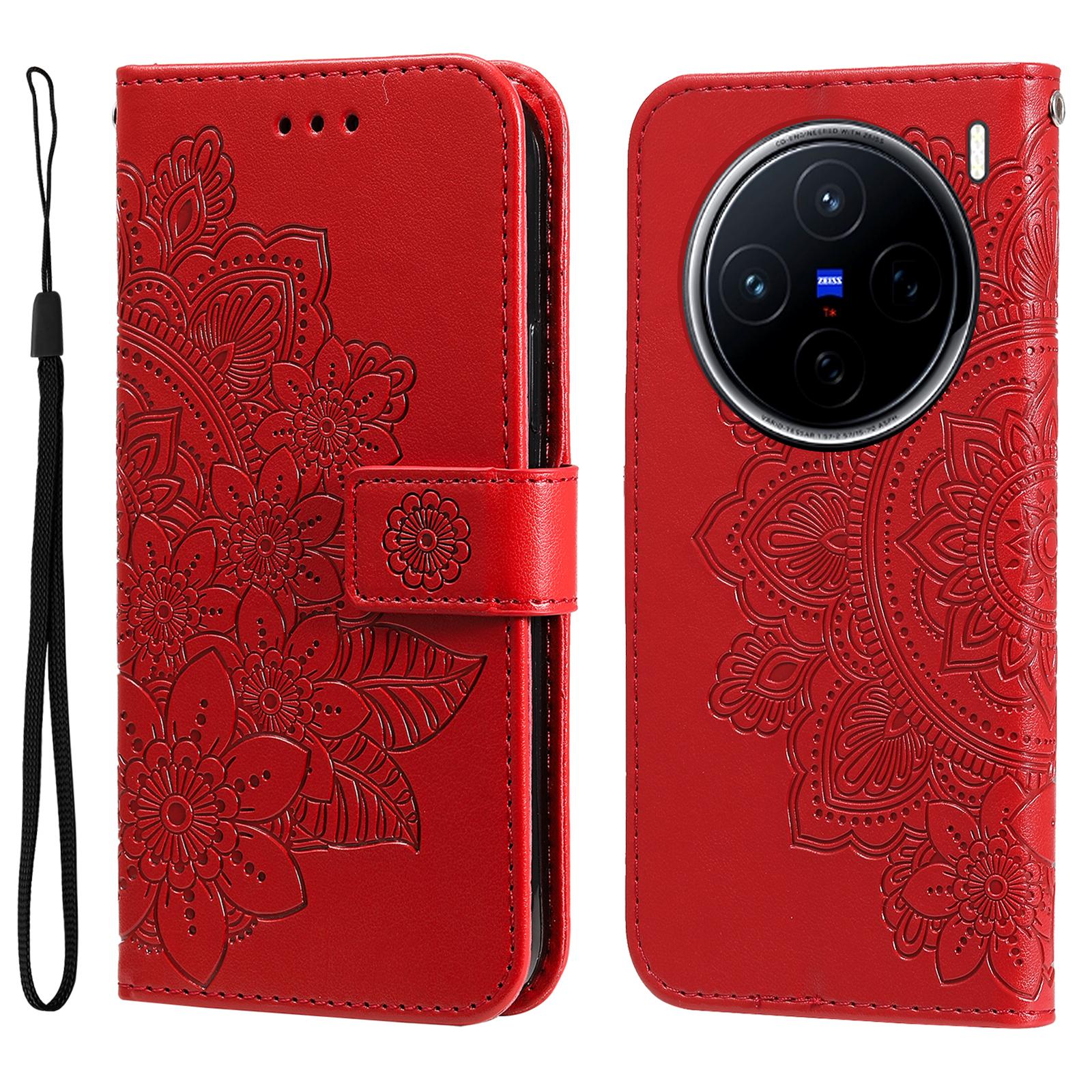 

Для vivo X200 5G Чехол с цветочным узором из ПУ кожи кошелек подставка чехол для телефона D