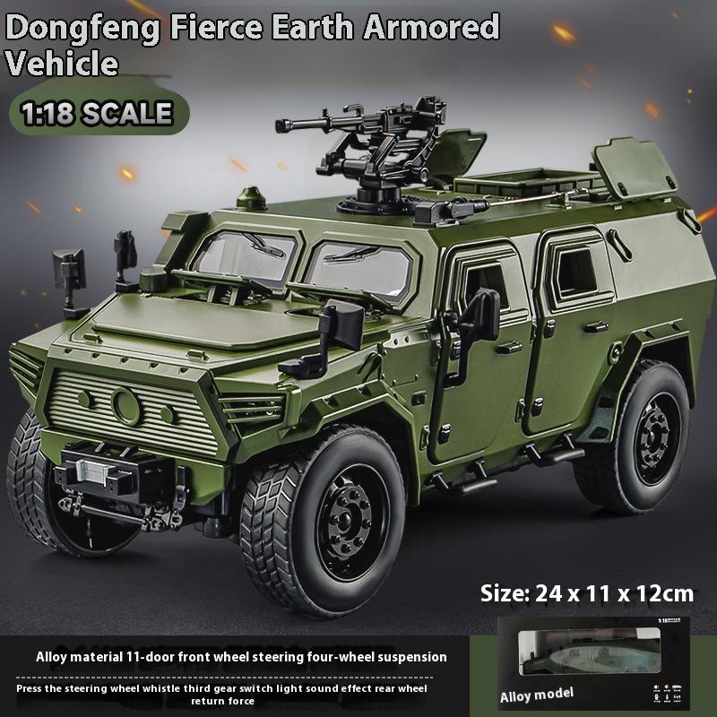 1/18 Dongfeng M-Terra Armored Vehicle SWAT Alloy Off Road Diecast Model Sound Light Pull Back Toy Trendy Ornament Gift for Boy