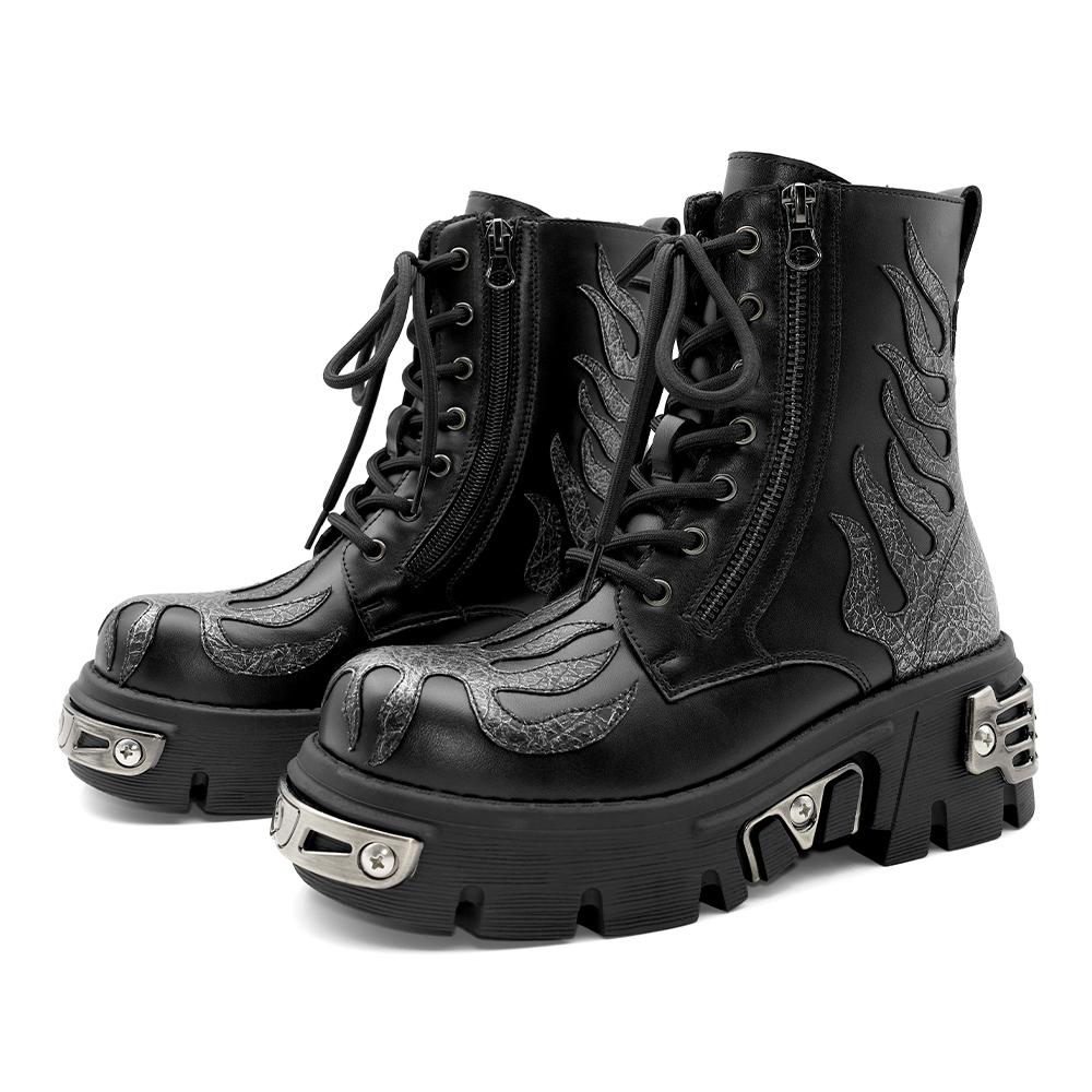 

Новые женские ботильоны на платформе в стиле панк, женские рок-ботинки с круглым носком, на шнуровке, модные ретро-ботинки с металлическим декором, короткие ботинки 43