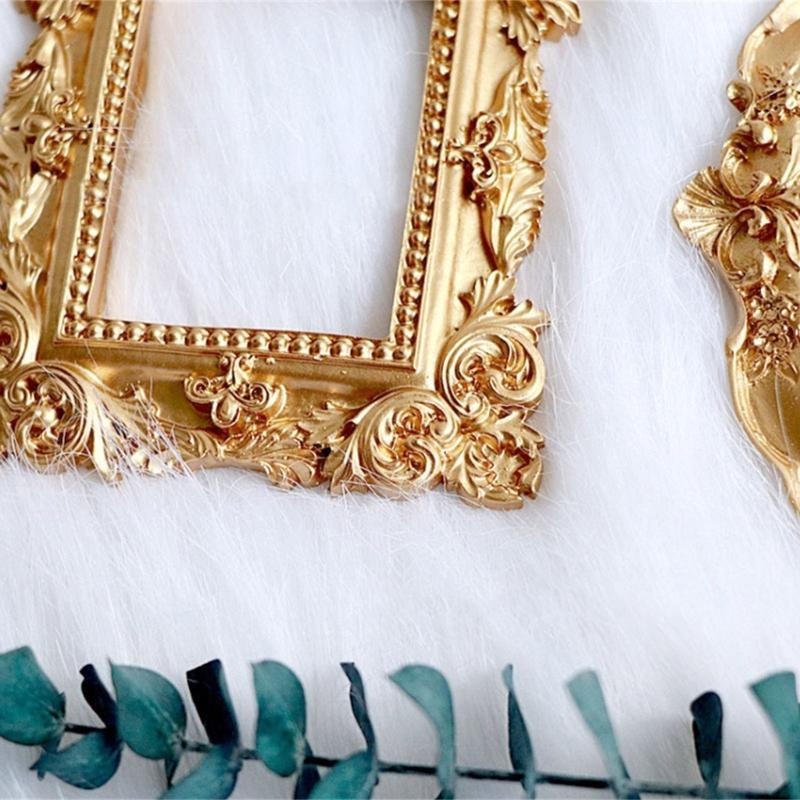 Mini Gold Picture Frame Victorian Small Resin Antique Photo Frame Tiny Baroques Ornate Frame Without Glass or Backing