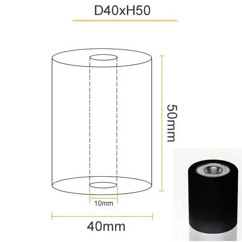 Çap 40mm, Delik 10mm, Siyah Poliüretan rulman, POM Sert yüzey tekerleği, Tahrik kasnağı, Sessiz Kılavuz tekerleği Çift rulman