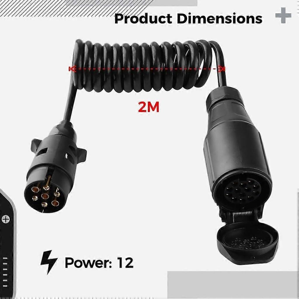 Accessories Trailer Car Trailer, 7-Way Plug Trailer 7-13 Pin Coil Cable Extension Socket, Extension 2M for Cable Trailer Systems V 12