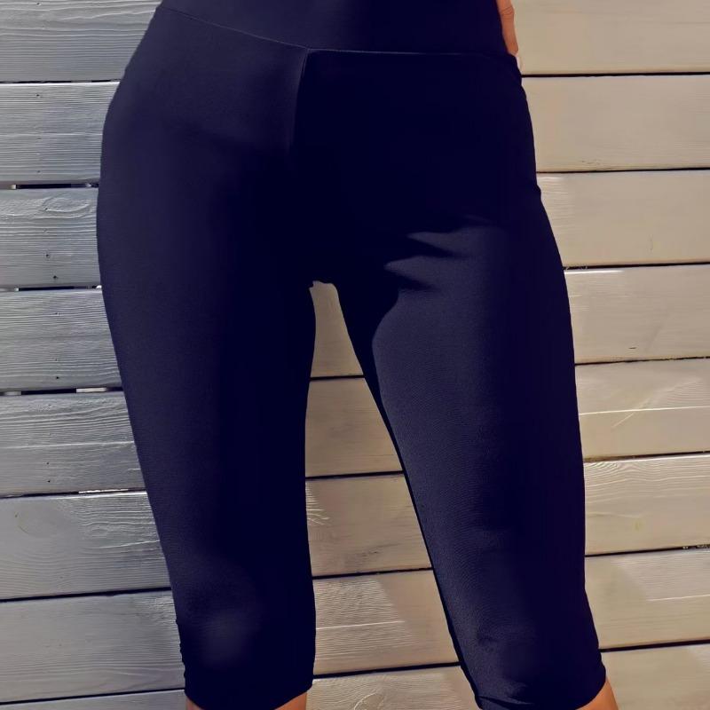 Solid Color High Waist Tight Slimming Breathable Quick Dry Women Sports Cropped Pants