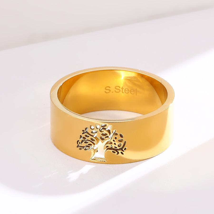 Exaggerated Stainless Steel Tree of Life Ring