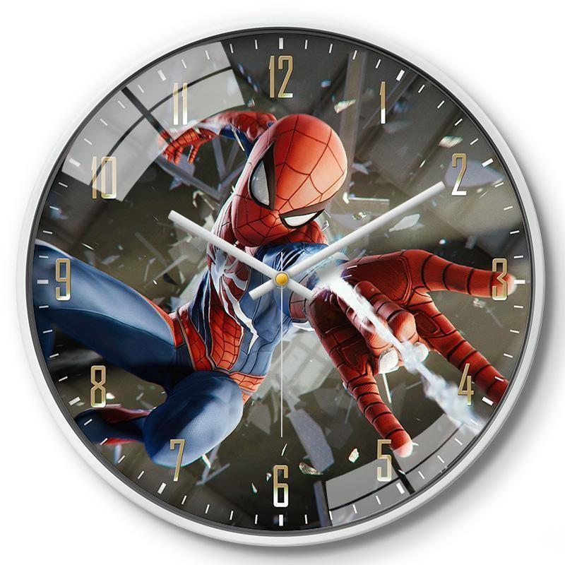Marvel Captain America Iron Man Spider-Man Muster Wanduhr für Kinderzimmer Dekoration