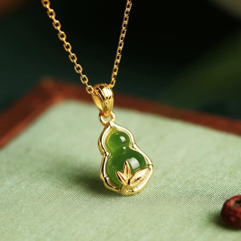 925 silver national style Fulu gourd bamboo pendant female new Chinese style retro niche design lucky collarbone chain versatile