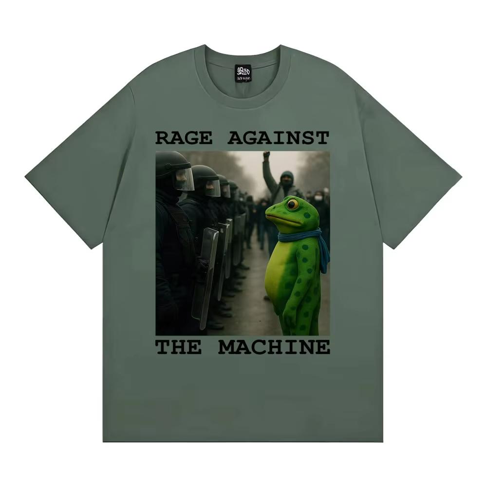 Rage Against The Machine Portland Frog Protest Funny Meme Tshirt Men Women Clothing Fashion Humor Oversized T Shirts Streetwear