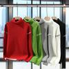 Suéter de Punto Grueso de Cuello Alto para Hombre - Manga Larga Color Sólido Top Casual de Moda