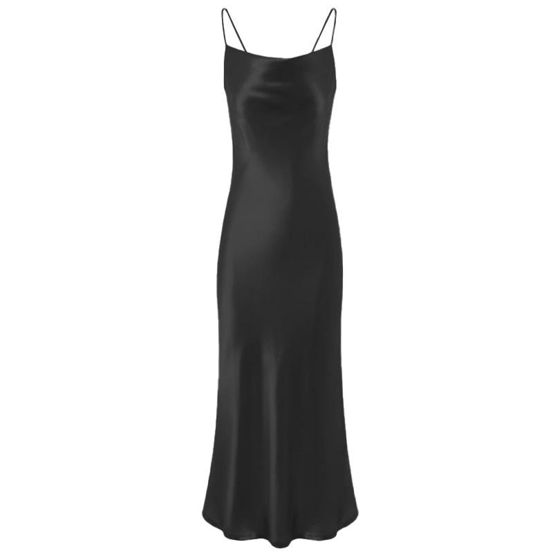 French Satin Drape Backless Camisole Dress - Spring/Summer Mermaid Bodycon Skirt for Women L
