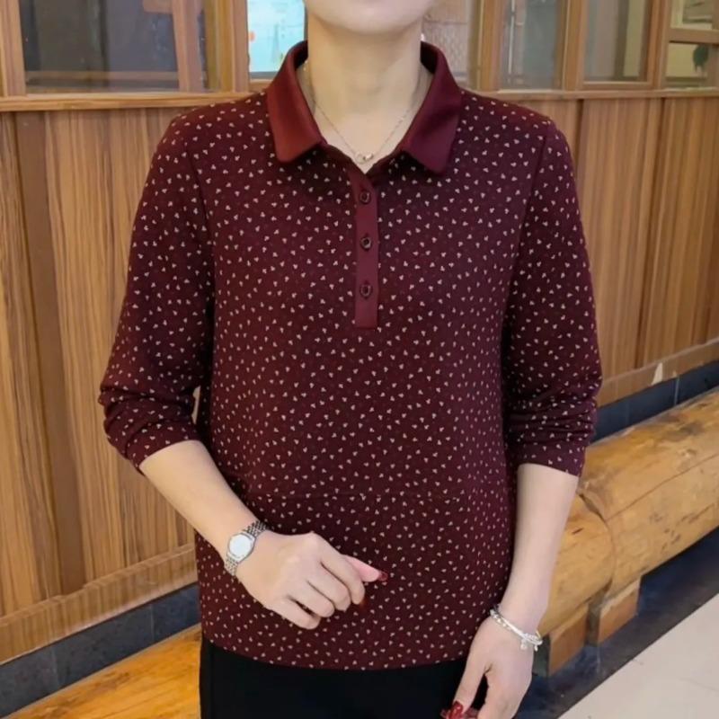 Autumn Temperament Fashionable Long-sleeved New Lapel Bottoming Shirt Floral Loose Casual Printed Versatile Top