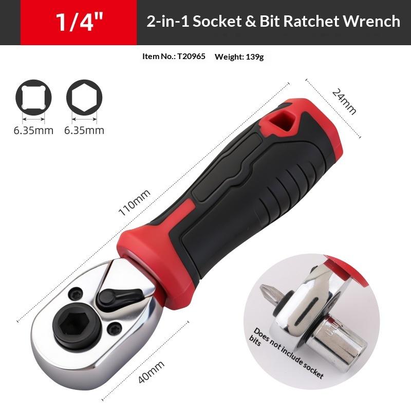 1/4" Mini Ratchet Wrench Set Reversible Ratchet Socket Wrench Hex Bit Driver Cr-V Hand Tools For Bicycle Car Repair Diy