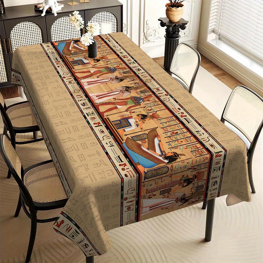 Oud-Egyptische Hiërogliefen Symbolen Waterdichte Tafelkleed Tafel Decoratie Herbruikbaar Keuken Eettafelkleed Feestdecoratie 140x180cm