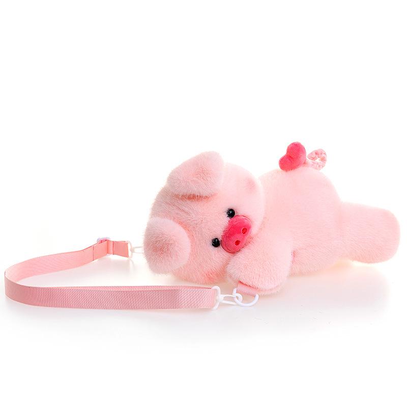 Detachable Little Panda & Sleeping Pig Plush Backpack with Zipper - Cute Cartoon Toy Doll Gift 35 cm