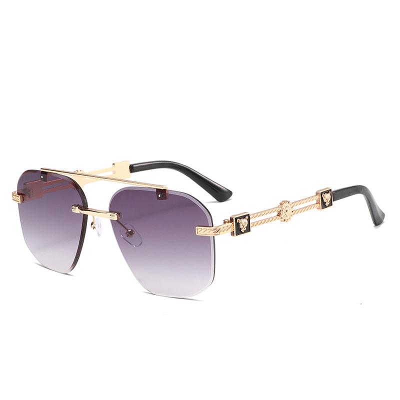 New Luxury Designer Sunglasses Men Women Leopard Rimless Vintage Trendy Shades for Outdoor Travel