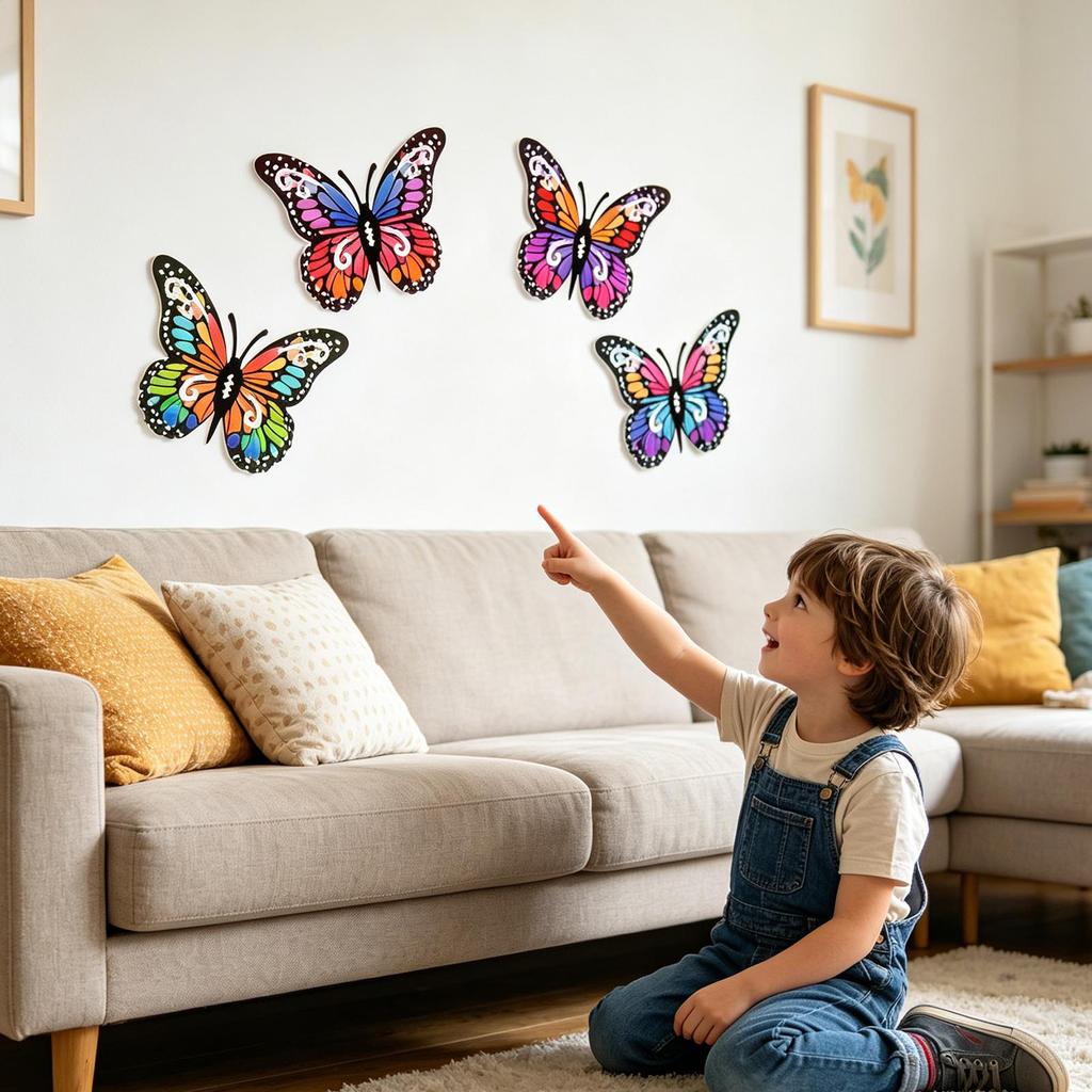 4pcs Metal Butterfly Wall Decoration Metal Anti-Rust Butterfly Ornament Outdoor Fence Wall Art Decoration For Home Garden Yard
