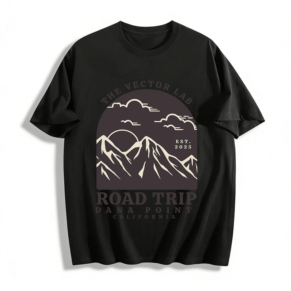 Road Trip Dana Point CA Mountain Graphic Casual Tee Pure cotton T-shirt XXS