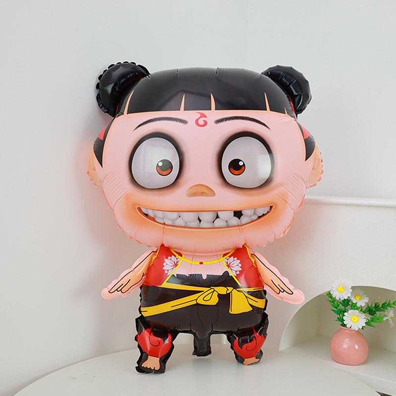 

Nezha Aluminum Film Balloons With Big Eyes Cute Birthday Theme Party Decoration Balloons Can Be Used Repeatedly 80X55cm