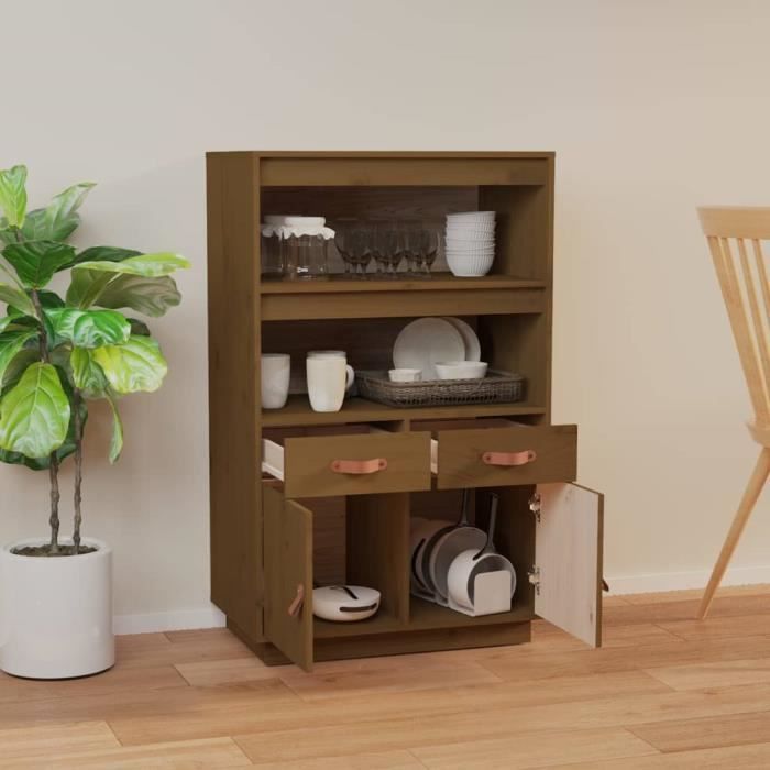 VidaXL Buffet haut Marron miel 67x40x108,5 cm Bois massif de pin 820160