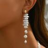 Light Luxury High-grade Cold Wind Pearl Fringed Earrings Multi-color Simple Long Irregular Earrings