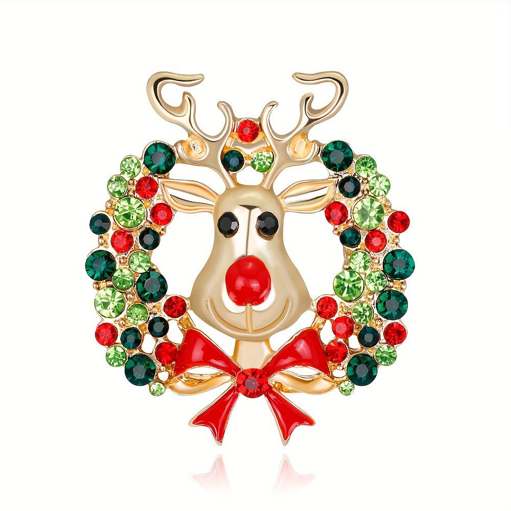 Korean Style Reindeer Cartoon Christmas Brooch – Fashionable Zinc Alloy Drip Oil Pin красный