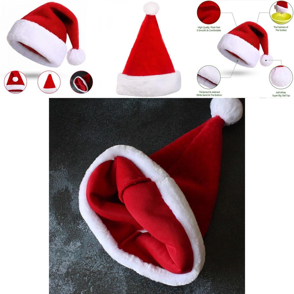 Classico cappello natalizio unisex rosso e bianco per adulti e bambini, ideale per le feste.