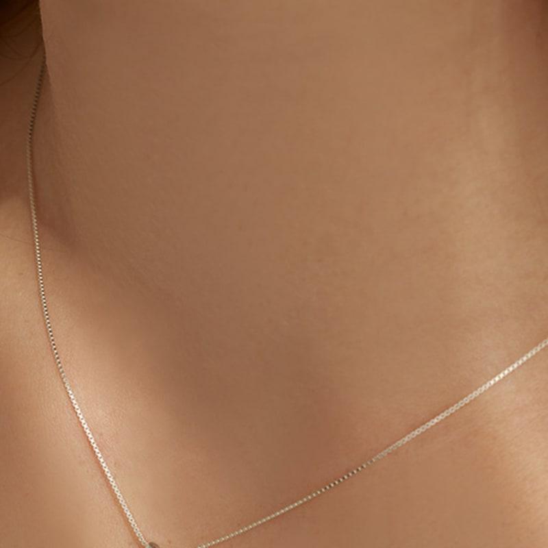 

Lewe [6mm+10mm pearl earrings included] Petit heart point necklace Silver