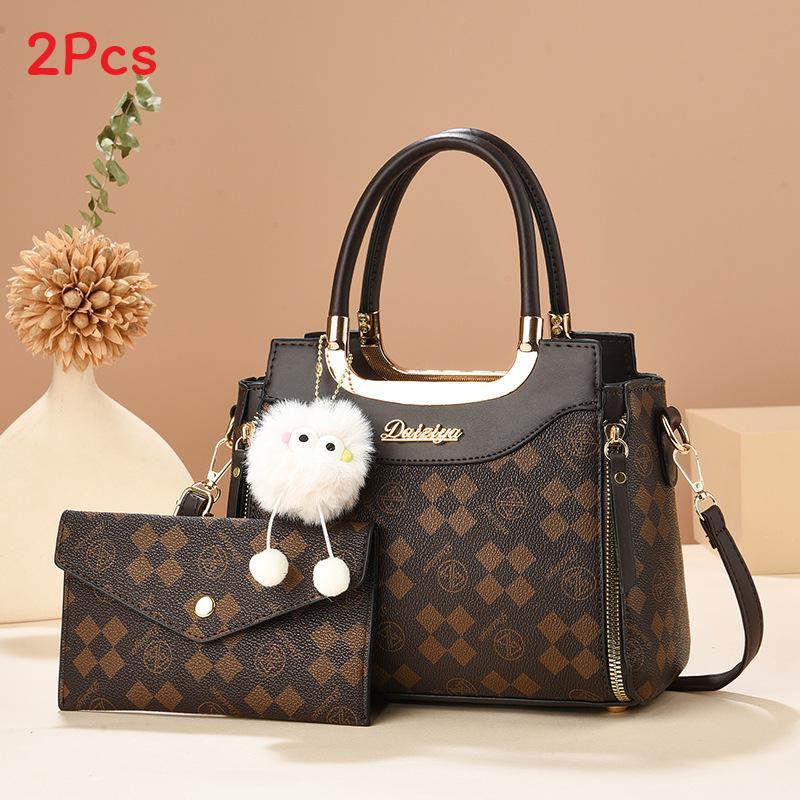 Urban Minimalist Tote Bag Pu Material With Print Contrast Color For Daily Use
