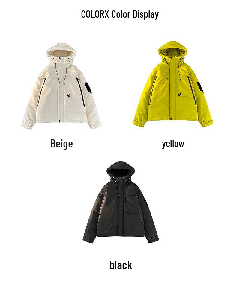 Unisex White 90% Duck Down Hooded Winter Jacket - Warm, Versatile, and Thickened for Youth Casual Wear
