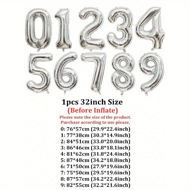32in Gold Color Number Aluminum Foil Balloon, Birthday Number Balloon, Aluminum Foil Balloon for Birthday Party, Wedding, Shop Decoration