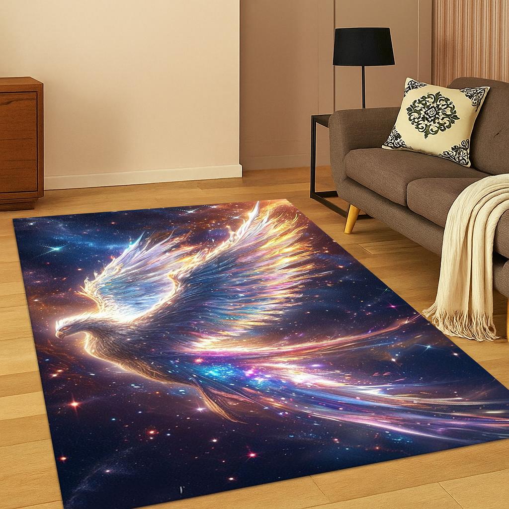 3D Fantasy Cartoon Phoenix Bird Carpet Rug for Living Room Sofa Home Bedroom Kitchen Doormat Decor,Playroom Non-slip Floor Mat