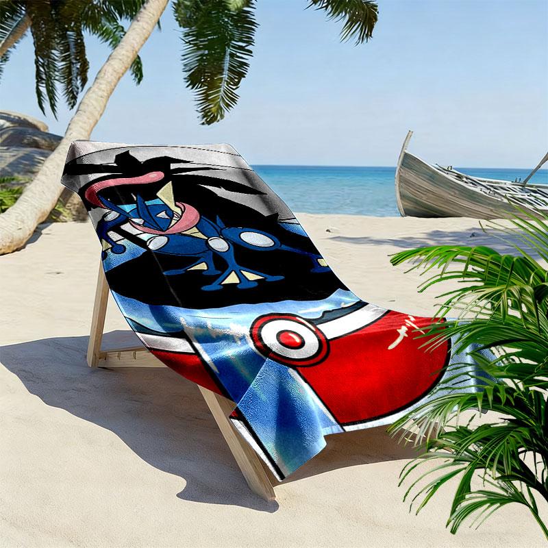 Cartoon Pokemon Print Beach Towel, Large Soft Quick Dry Towel for Beach Camping Swimming