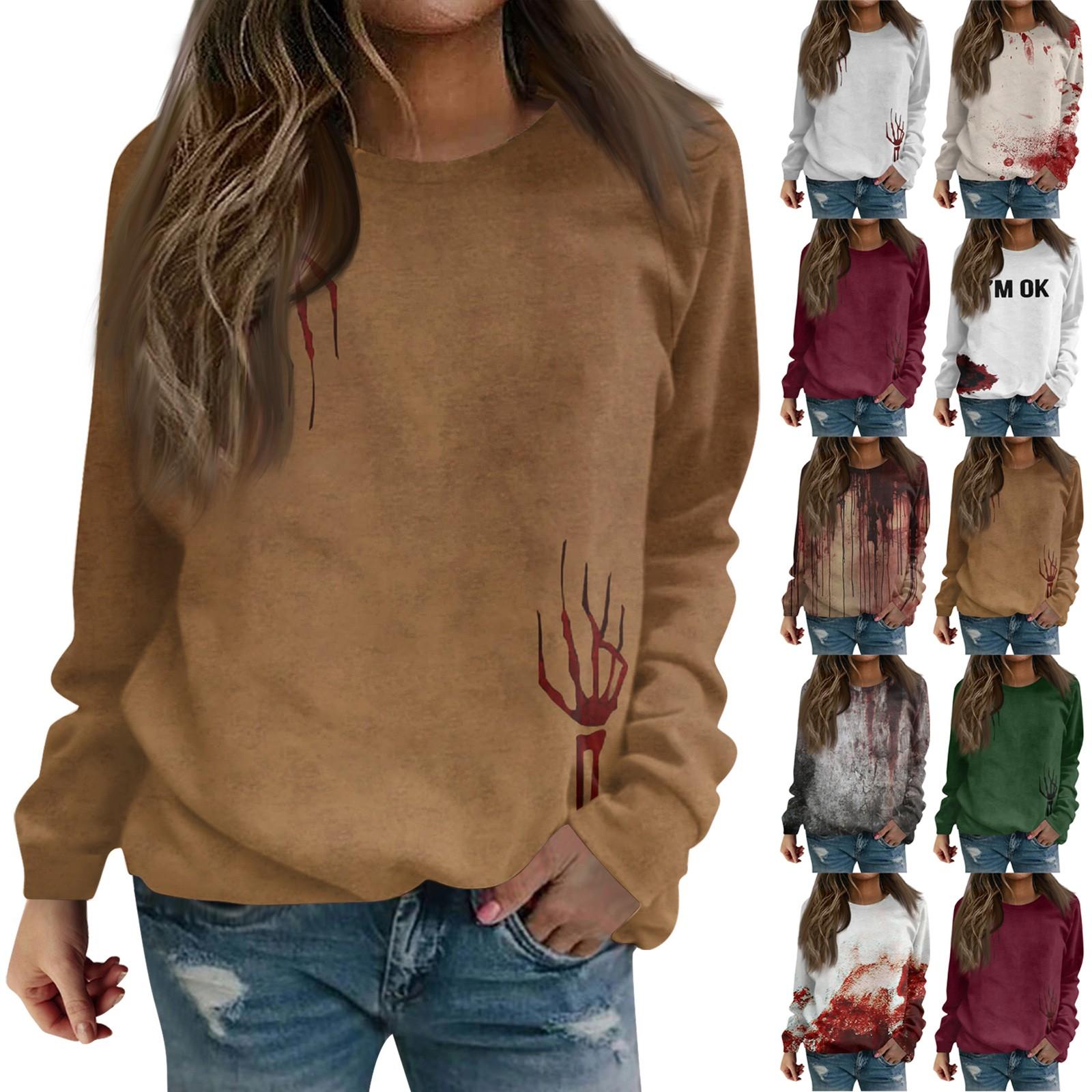 

Женская повседневная мода с графическим принтом, винтажный повседневный принт, длинный рукав, О-образный вырез, пуловер, топ, блузка