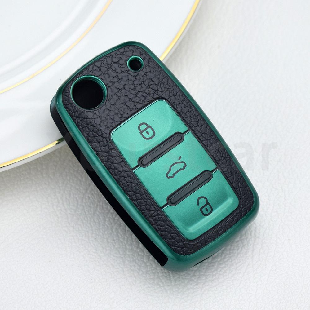TPU Leather Remote Key Case Cover For VW Golf Polo Bora Beetle Tiguan for SEAT Leon Toledo Altea Ibiza for SKODA Fabia Superb