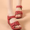 New sandals women, wedge heel magic buckle platform large size sandals