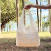 Women's Large Capacity Solid Color Knit Shoulder Bag - Casual Vacation Style, Versatile and Stylish.