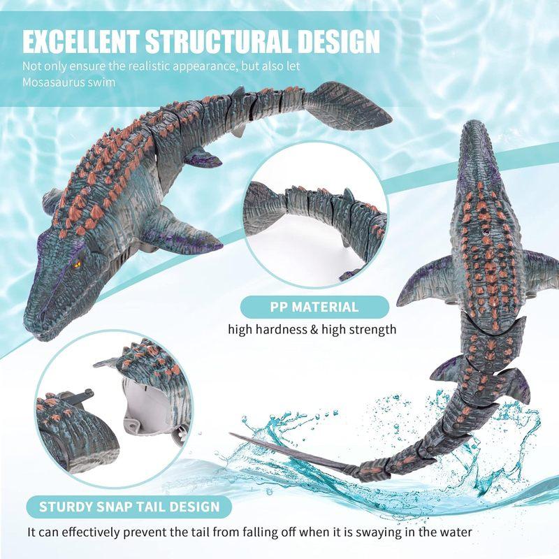 RC Mosasaurus Dinosaur Boat Toy 2.4GHz Remote Control Electric Water Animal Ship for Kids Outdoor Pool Summer Boys Birthday Gift