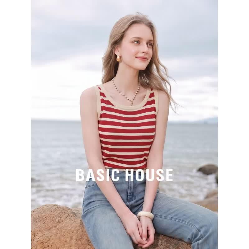 Basic House Women s Retro Red Stripe Camisole M