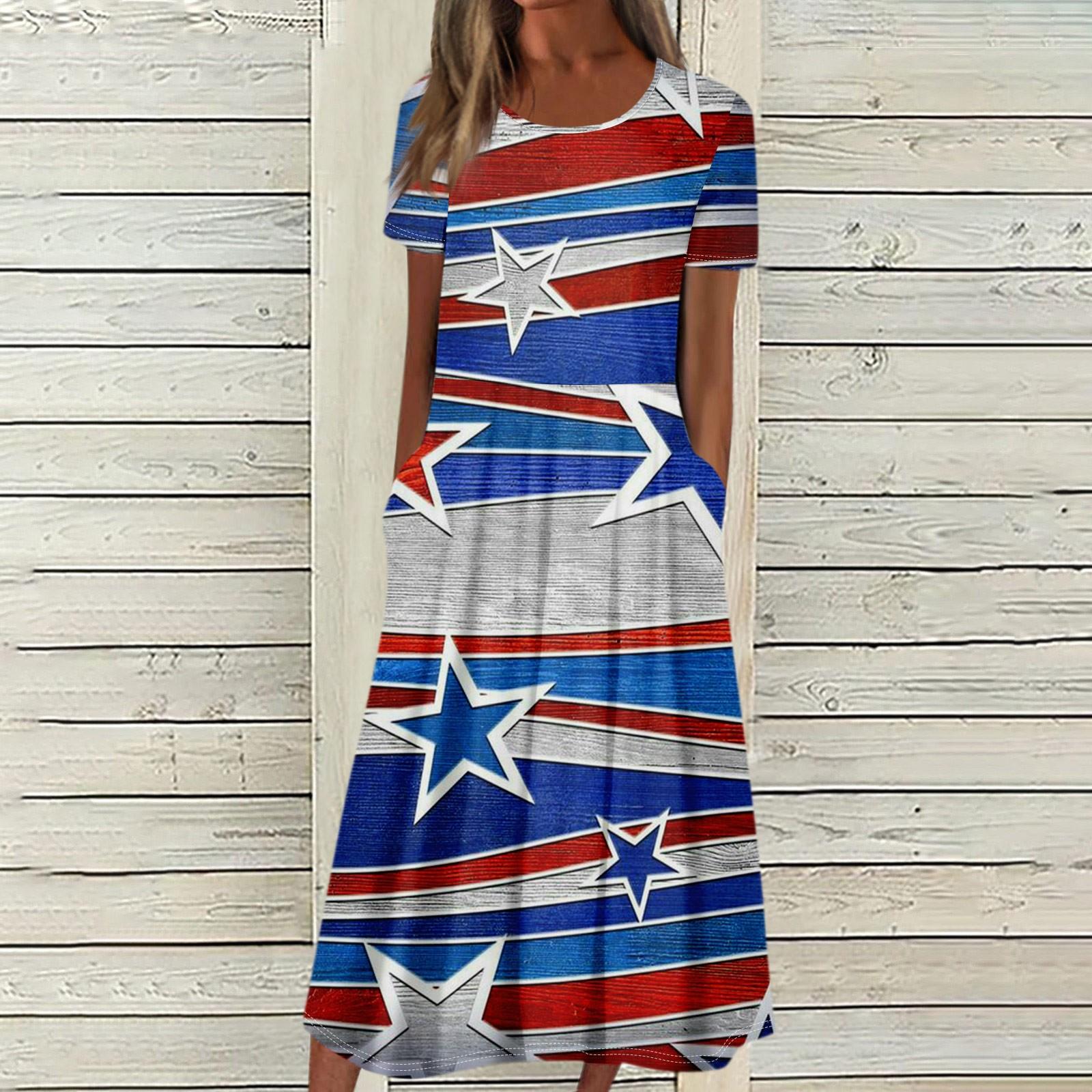 Женское летнее повседневное модное платье с коротким рукавом и карманом на День — фото 3