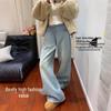 Rhinestone Star Maternity Wide-Leg Jeans - Spring/Autumn Casual Fit