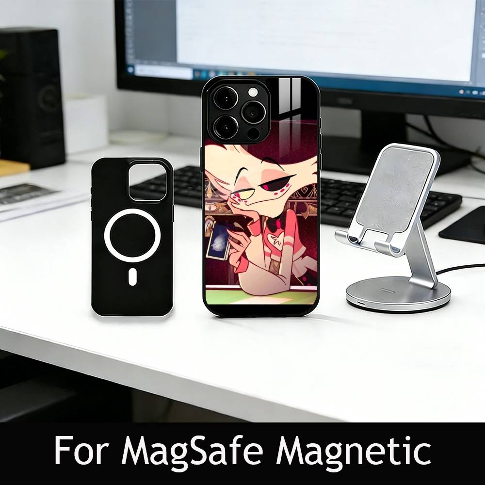 H-Hazbin A-Angel Dust Handyhülle Für iPhone17,16,15,14,13,12,11 Plus,Pro Magnetisch mit Magsafe Kabelloses Laden
