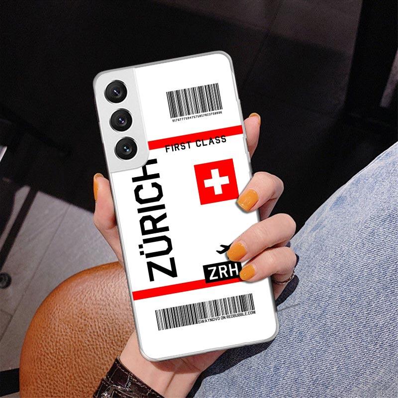 Travel Ticket Label Phnoe Case for Samsung Galaxy S26 S25 Edge S23 S24 Ultra S22 Plus S21 S20 FE Unique Cover Soft Coque Galaxy