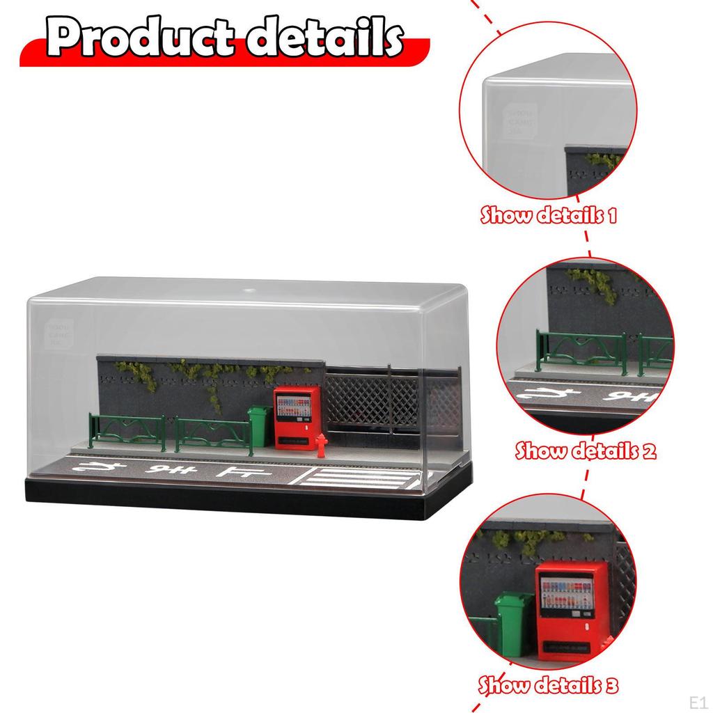1/64 Diecast Model Car Display Case Diorama Layout for Sports Desktop Decor Toy Cars Street