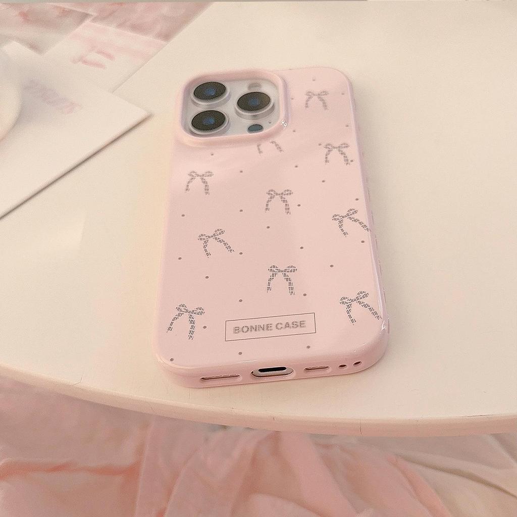Artistic Pink Bow Phone Case Suitable for Apple Phones