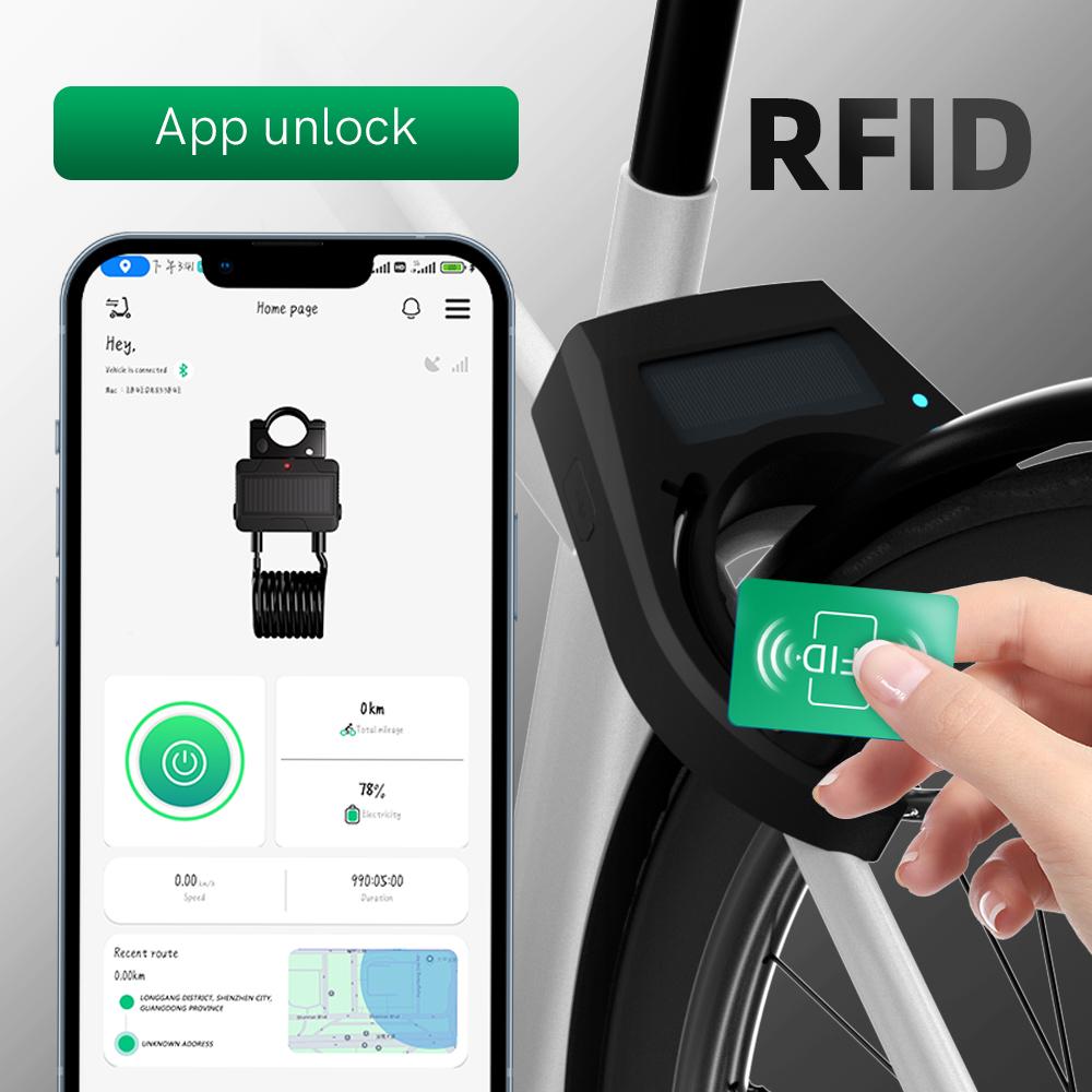 Omni New Arrival Smart Security Lock GPS Positioning Mobile Phone Wireless Receiving Bicycle Lock Allarm