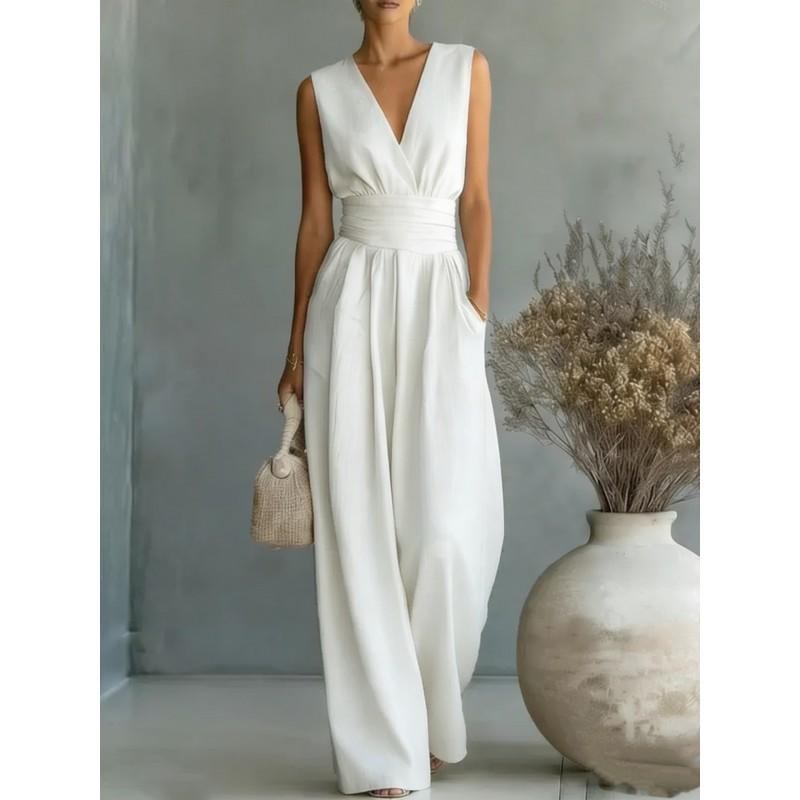 2026 Bohemian Wide-Leg Jumpsuit With Waist-Cinching Fit Functional Pockets - Collection