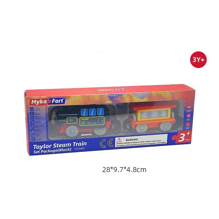 Children's Electric Antique Wooden Suit Rail Car Light Sound Effect Simulation Retro Small Train Gift
