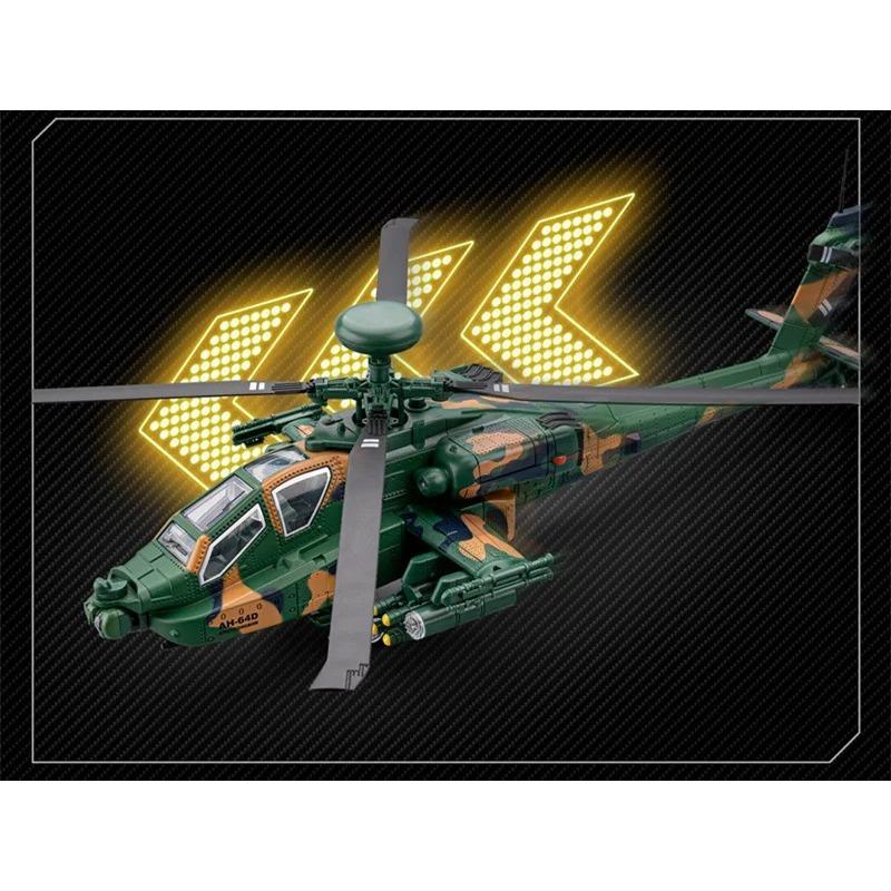 1/46 AH-64 Apache Alloy Utility Attack Advanced Helicopter Model Diecasts Metal Fighter Aircraft Model Sound Light Kids Toy Gift
