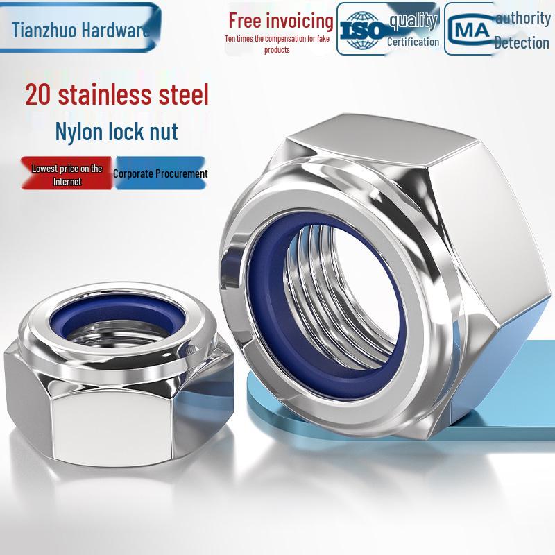 Stainless Steel Nylon Lock Nut Hexagon Anti-Loosening Screw Cap M4-M20
