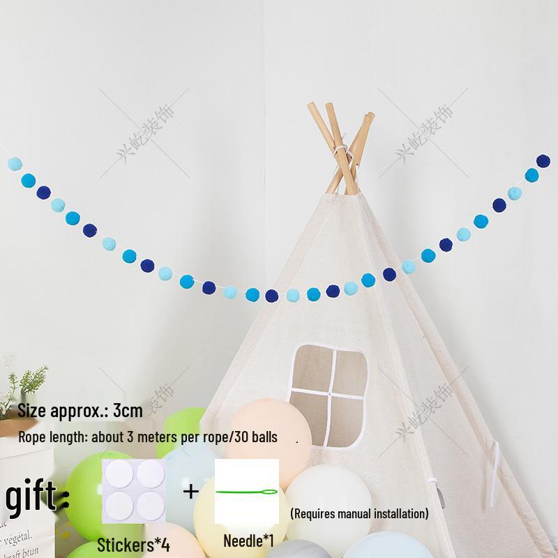 Children’s Room Pompon Bunting Decoration - Birthday Party Tent Backdrop Ornament